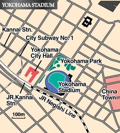 Kaart van Yokohama stadion