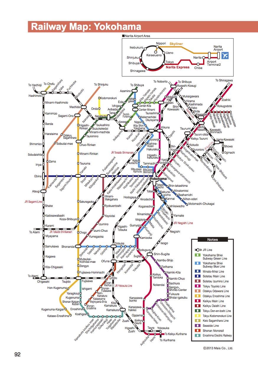 Yokohama spoor kaart